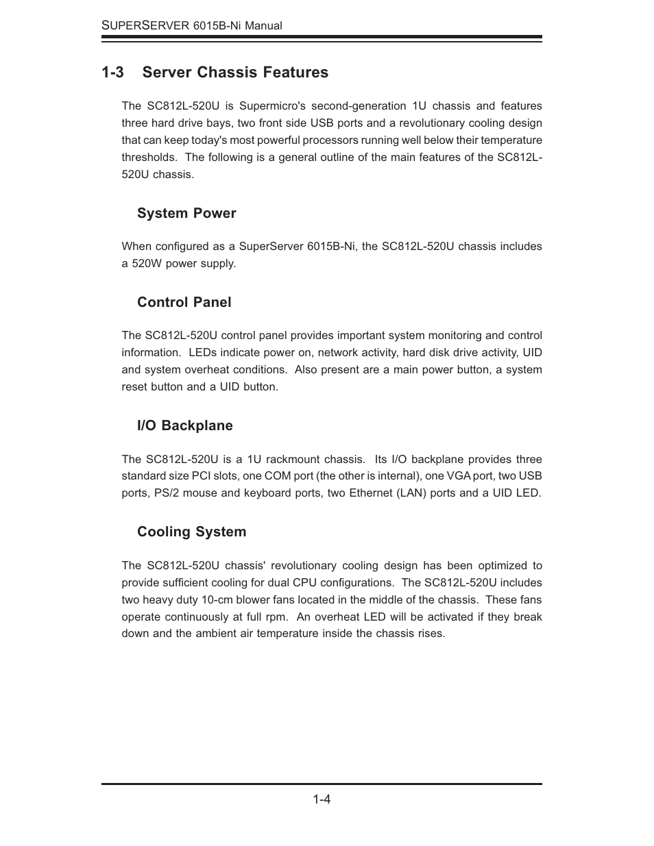 3 server chassis features | SUPER MICRO Computer 6015B-Ni User Manual | Page 14 / 120