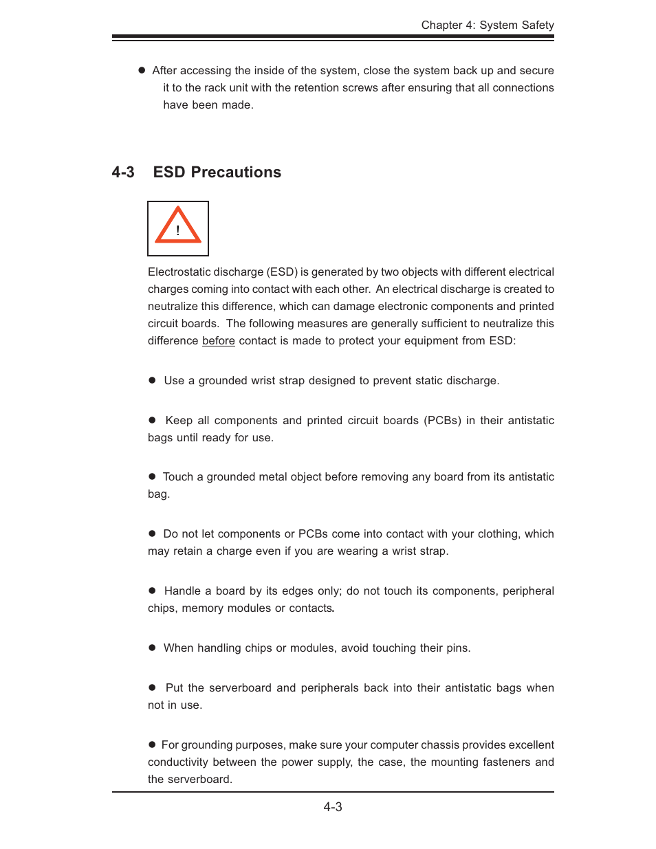 3 esd precautions | SUPER MICRO Computer 6015B-Ni User Manual | Page 33 / 120