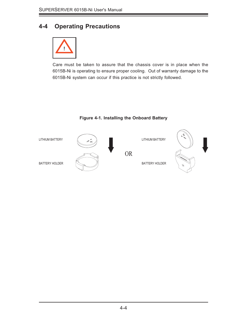 4 operating precautions | SUPER MICRO Computer 6015B-Ni User Manual | Page 34 / 120