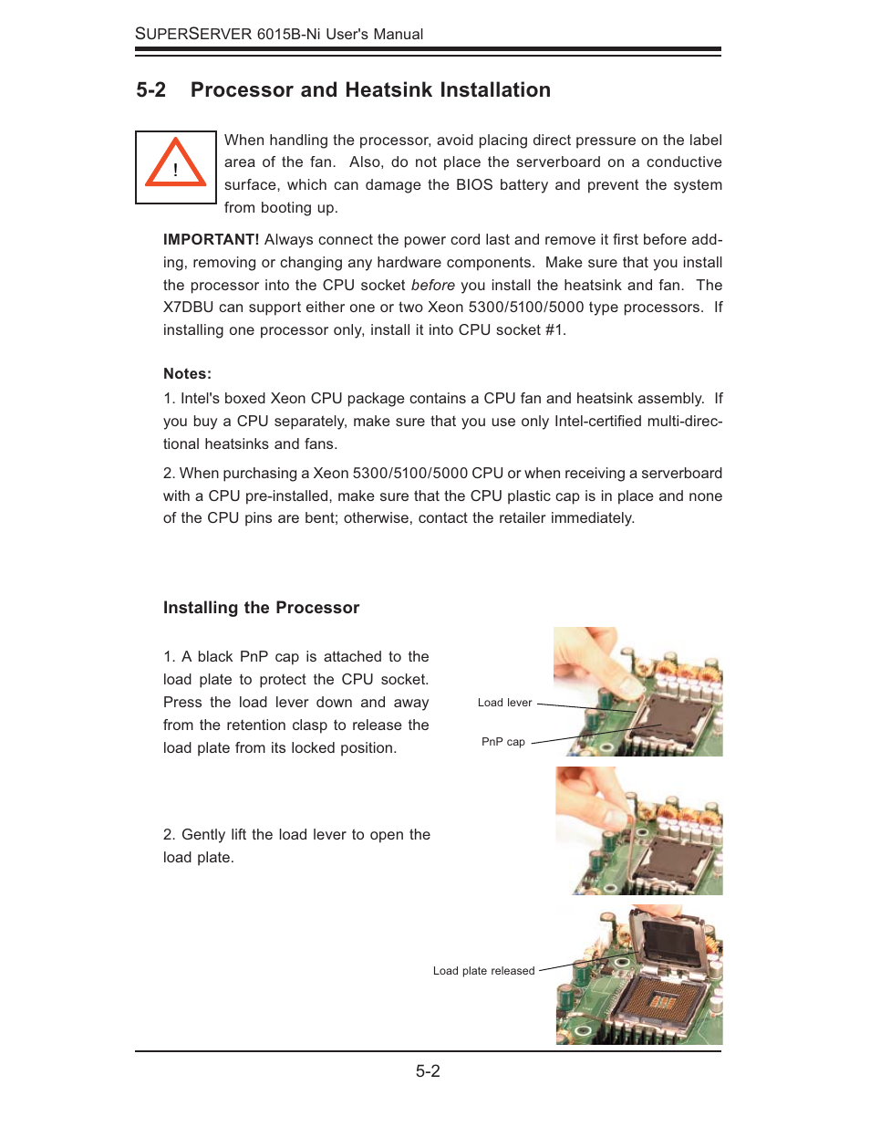 2 processor and heatsink installation | SUPER MICRO Computer 6015B-Ni User Manual | Page 36 / 120