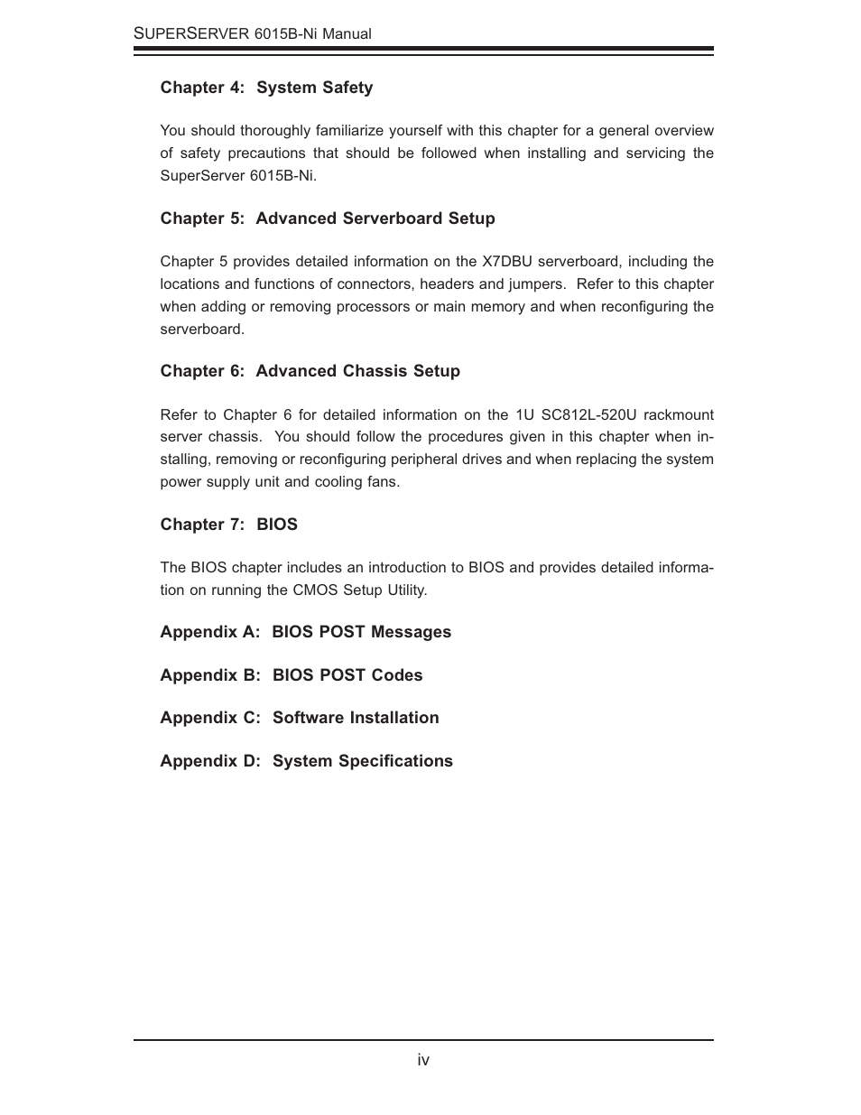 SUPER MICRO Computer 6015B-Ni User Manual | Page 4 / 120