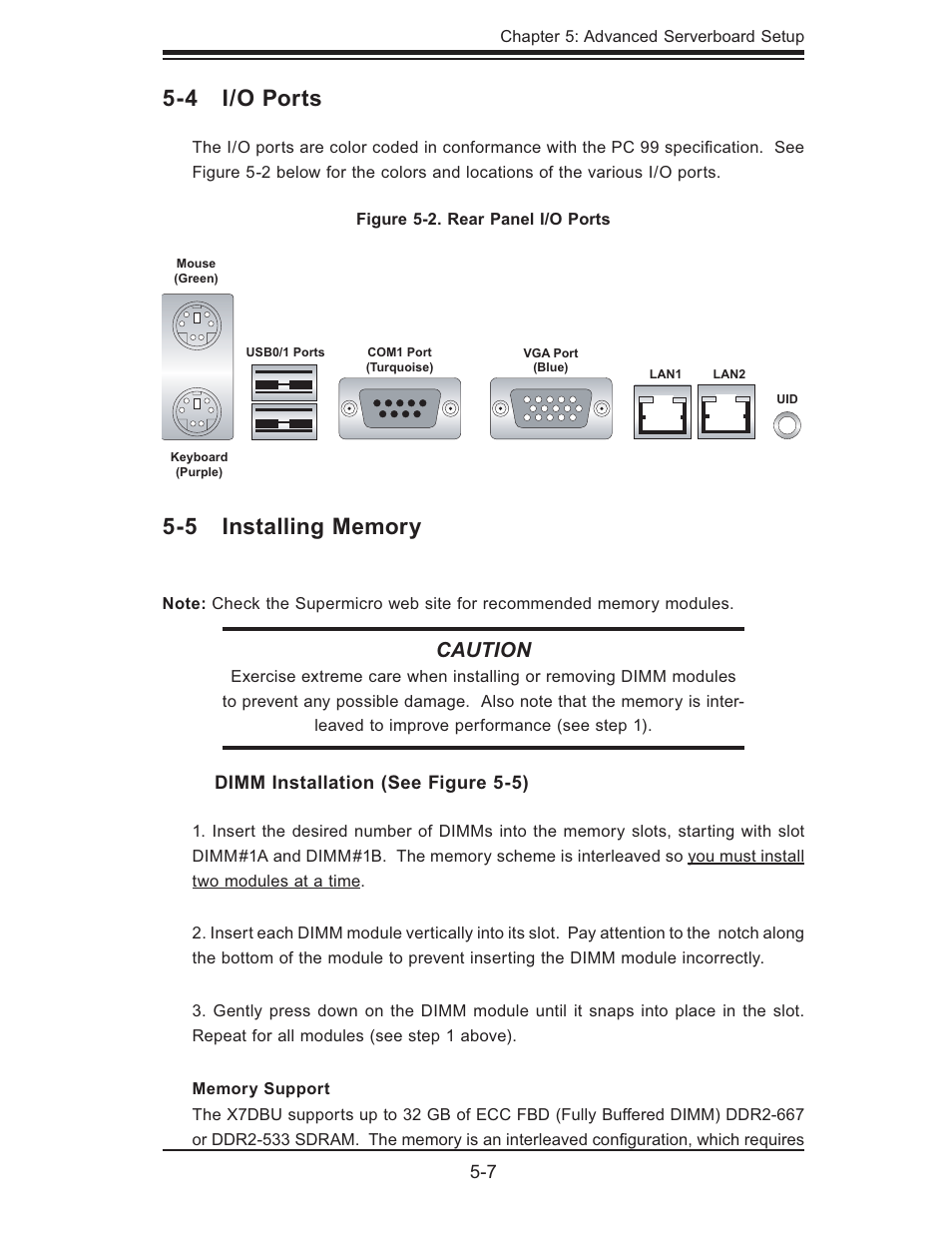 4 i/o ports, Caution | SUPER MICRO Computer 6015B-Ni User Manual | Page 41 / 120