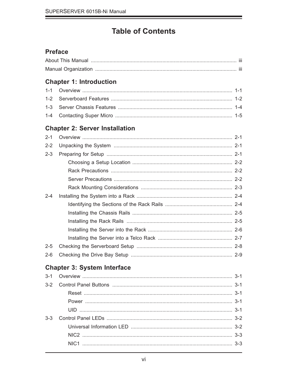 SUPER MICRO Computer 6015B-Ni User Manual | Page 6 / 120