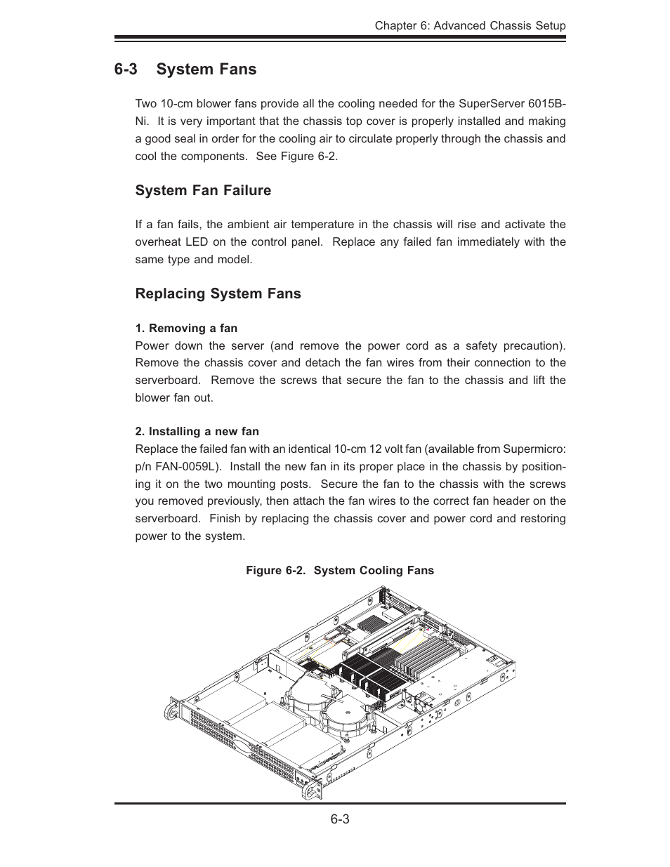 3 system fans | SUPER MICRO Computer 6015B-Ni User Manual | Page 61 / 120