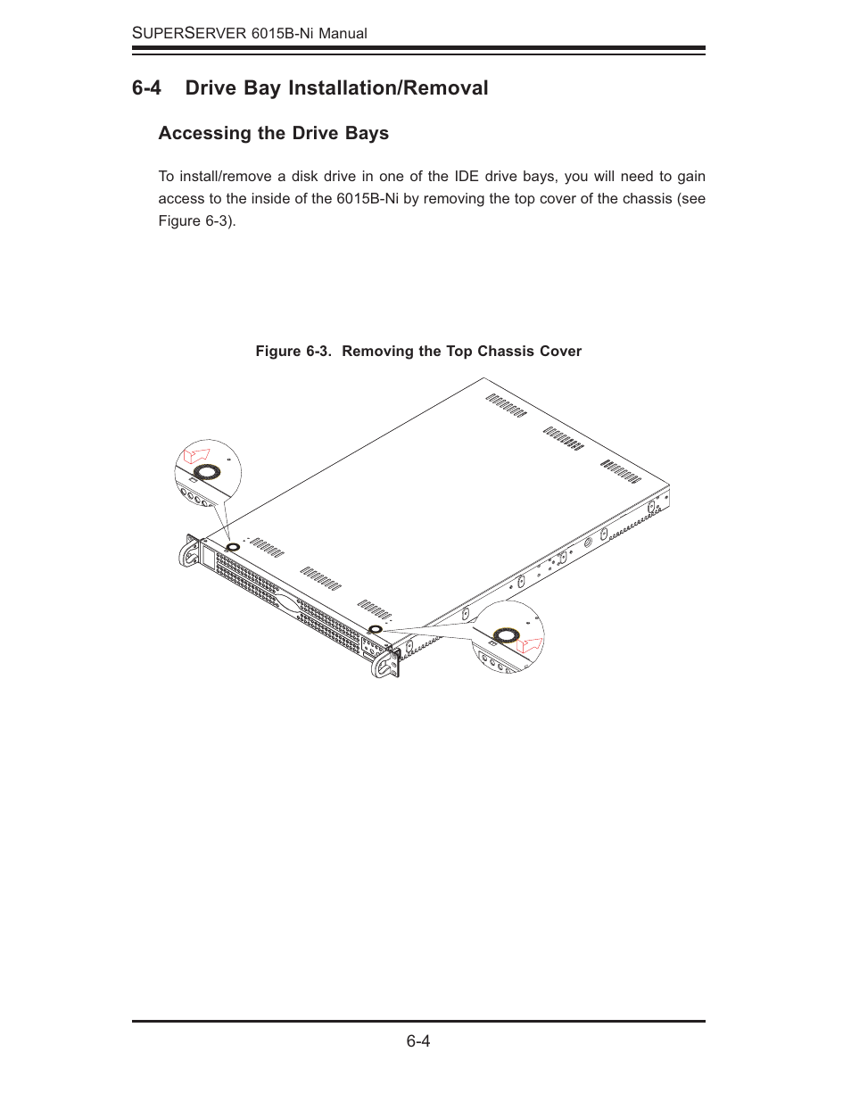 4 drive bay installation/removal | SUPER MICRO Computer 6015B-Ni User Manual | Page 62 / 120