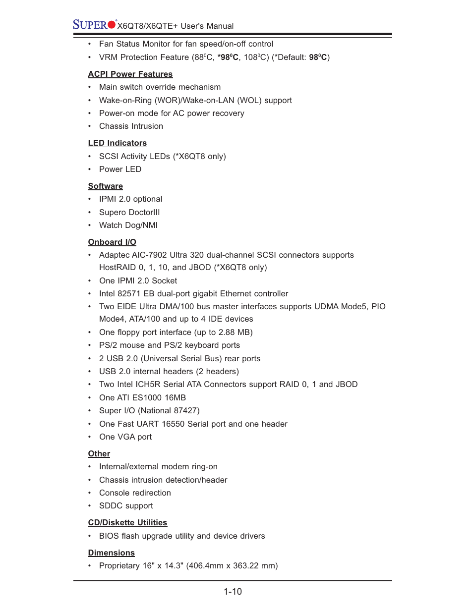 SUPER MICRO Computer X6QTE+ User Manual | Page 16 / 110