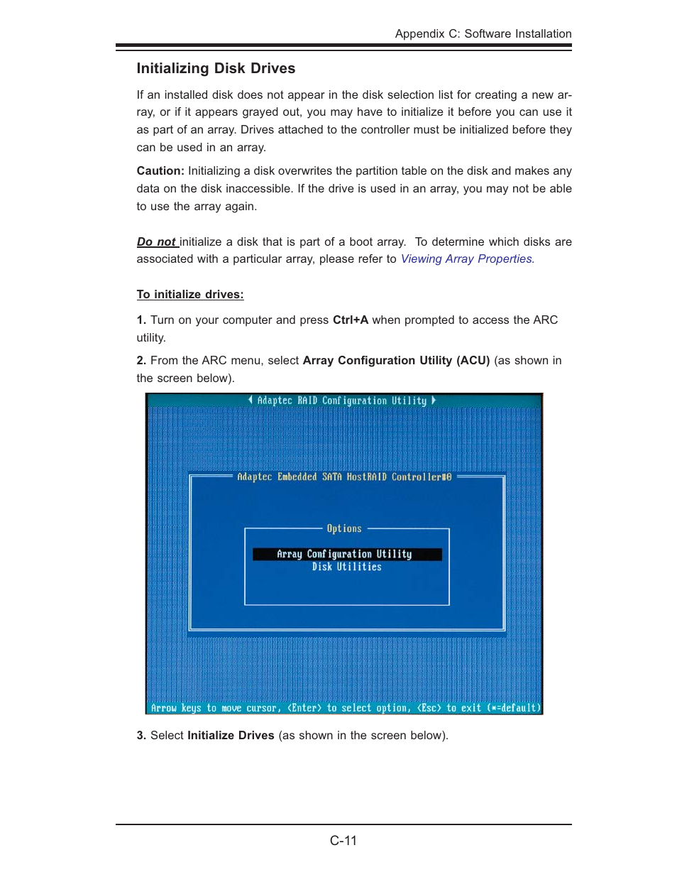 Initializing disk drives | SUPER MICRO Computer X6QTE+ User Manual | Page 99 / 110