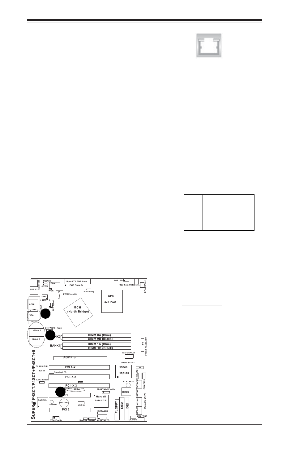 Ab c, 14 s, Vga connector | Smb header, Uper p4sct/p4sct+/p4sct+ii user's manual, B. glan1 & glan2 a. vga header c. smb header | SUPER MICRO Computer P4SCT User Manual | Page 34 / 100