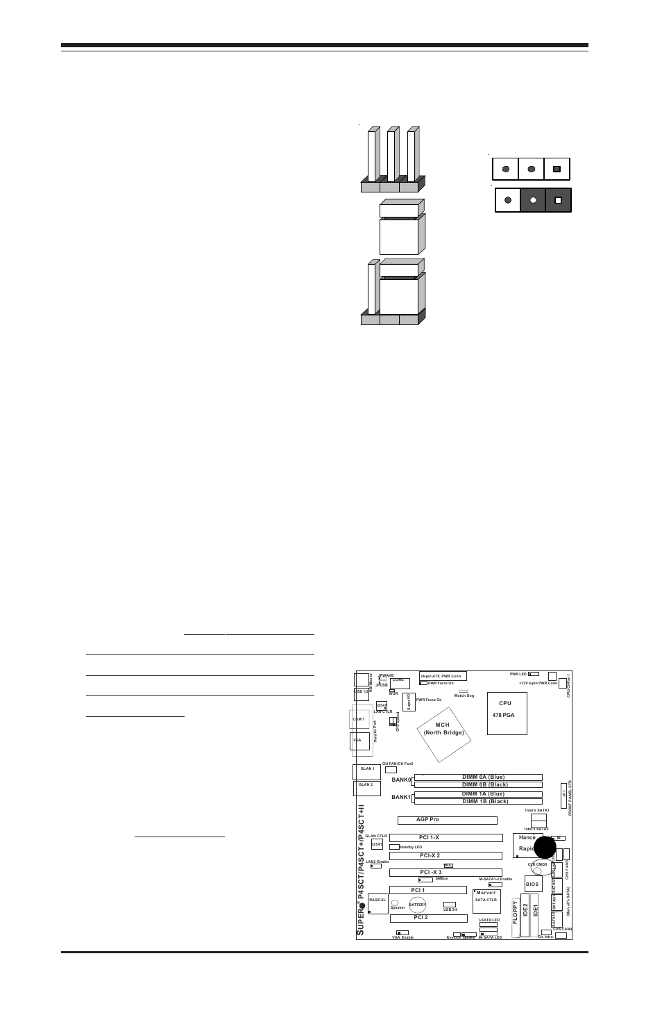 7 jumper settings, 18 s, Cmos clear | Explanation of jumpers, Uper p4sct/p4sct+/p4sct+ii user's manual, Pin 1-2 short, A. clear cmos, Connector pins jumper cap setting | SUPER MICRO Computer P4SCT User Manual | Page 38 / 100