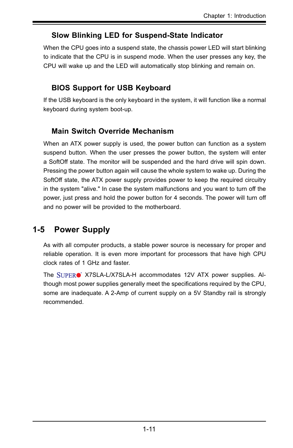 5 power supply | SUPER MICRO Computer X7SLA-H User Manual | Page 19 / 81