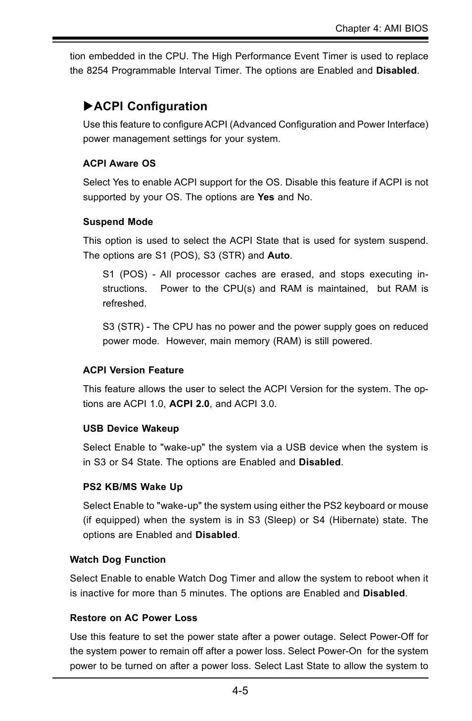 Acpi configuration | SUPER MICRO Computer X7SLA-H User Manual | Page 55 / 81