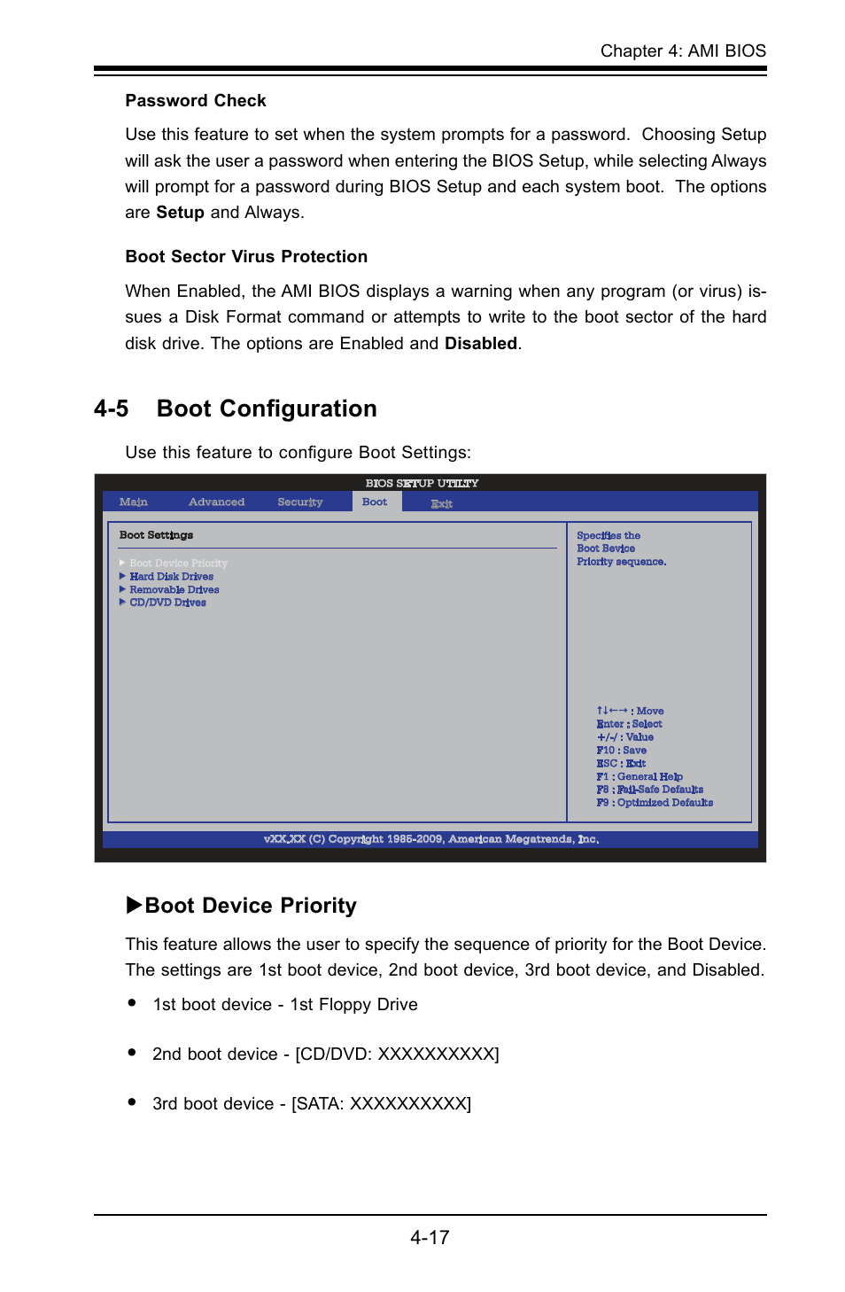 5 boot configuration, Boot device priority | SUPER MICRO Computer X7SLA-H User Manual | Page 67 / 81