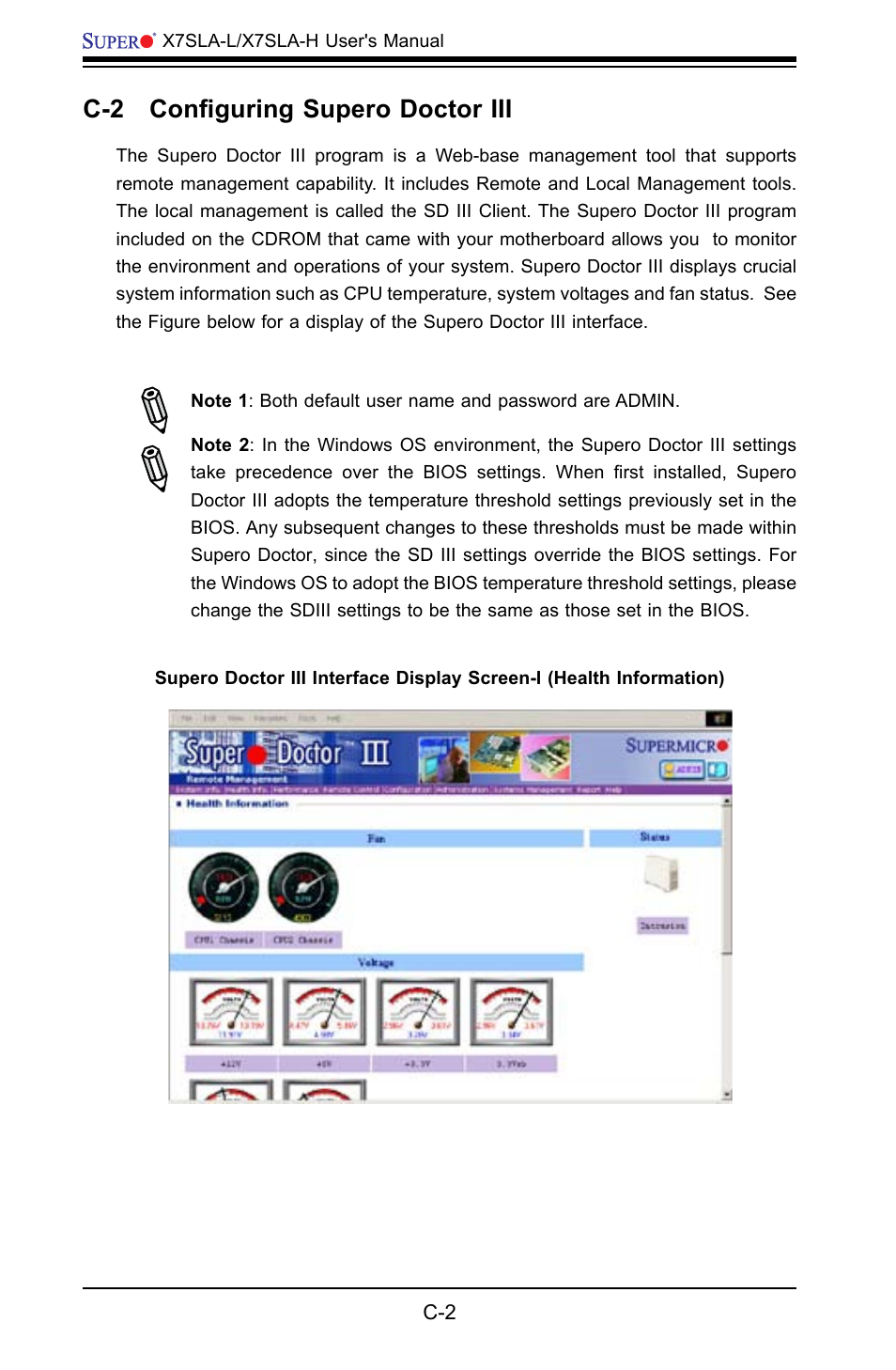 C-2 configuring supero doctor iii | SUPER MICRO Computer X7SLA-H User Manual | Page 76 / 81