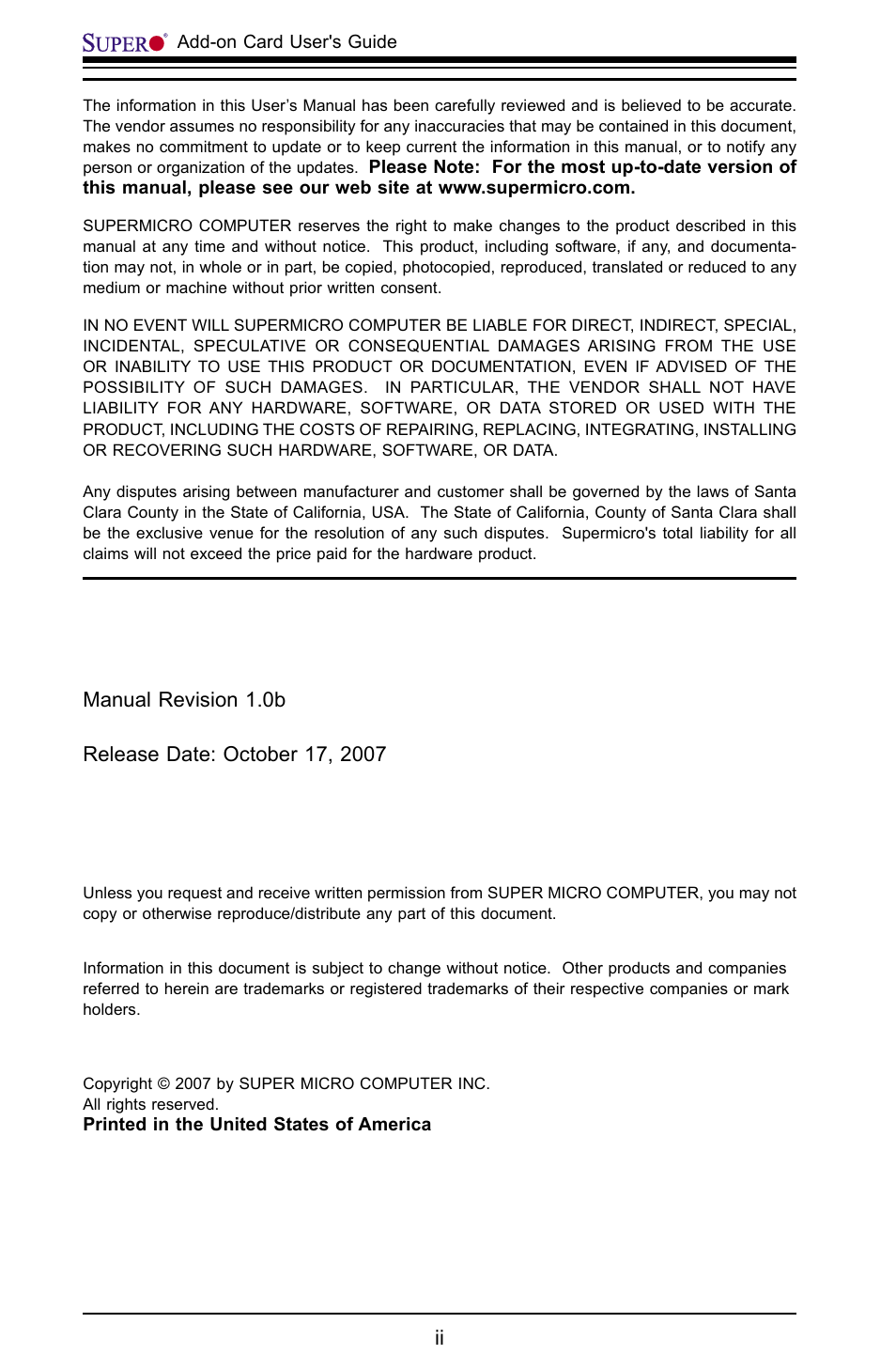 SUPER MICRO Computer AOC-USAS-L4i User Manual | Page 2 / 66