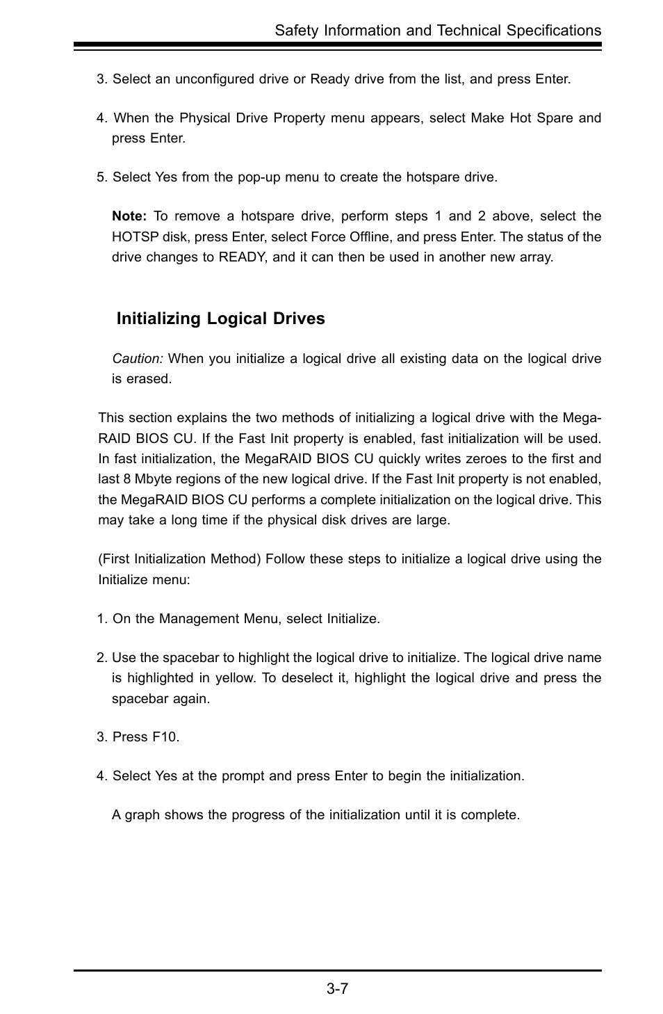 Initializing logical drives | SUPER MICRO Computer AOC-USAS-L4i User Manual | Page 23 / 66