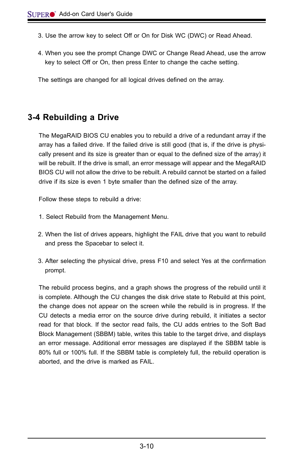 4 rebuilding a drive | SUPER MICRO Computer AOC-USAS-L4i User Manual | Page 26 / 66