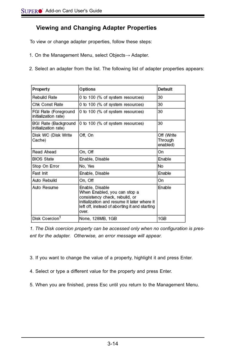 Viewing and changing adapter properties | SUPER MICRO Computer AOC-USAS-L4i User Manual | Page 30 / 66