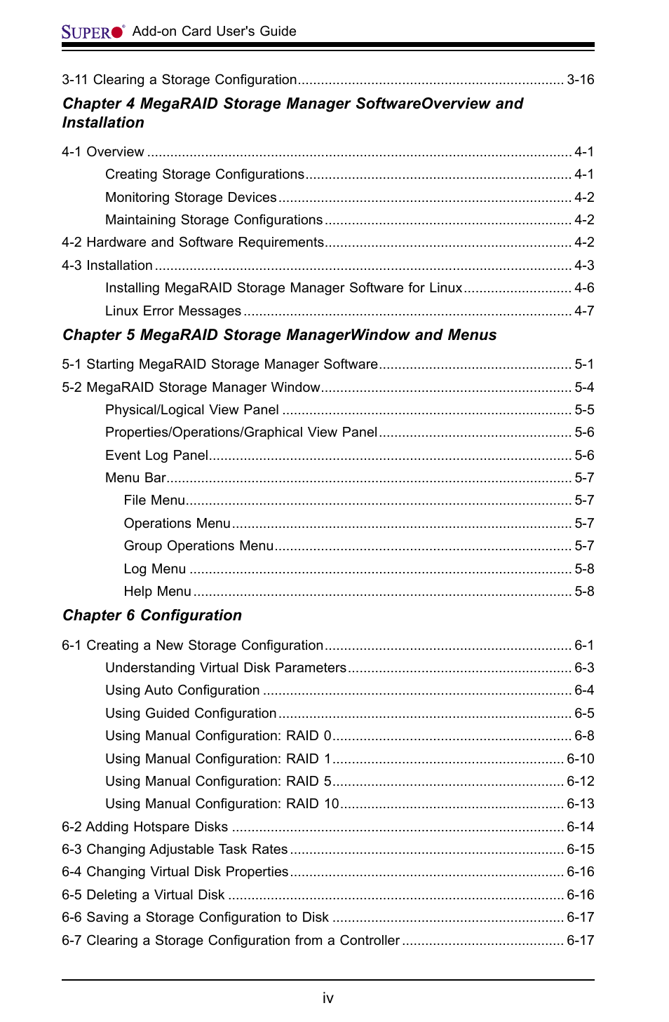 SUPER MICRO Computer AOC-USAS-L4i User Manual | Page 4 / 66