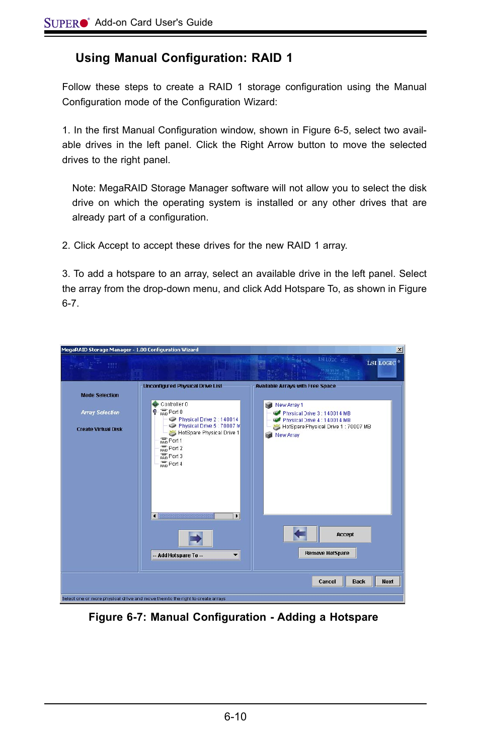 Using manual conﬁguration: raid 1 | SUPER MICRO Computer AOC-USAS-L4i User Manual | Page 58 / 66