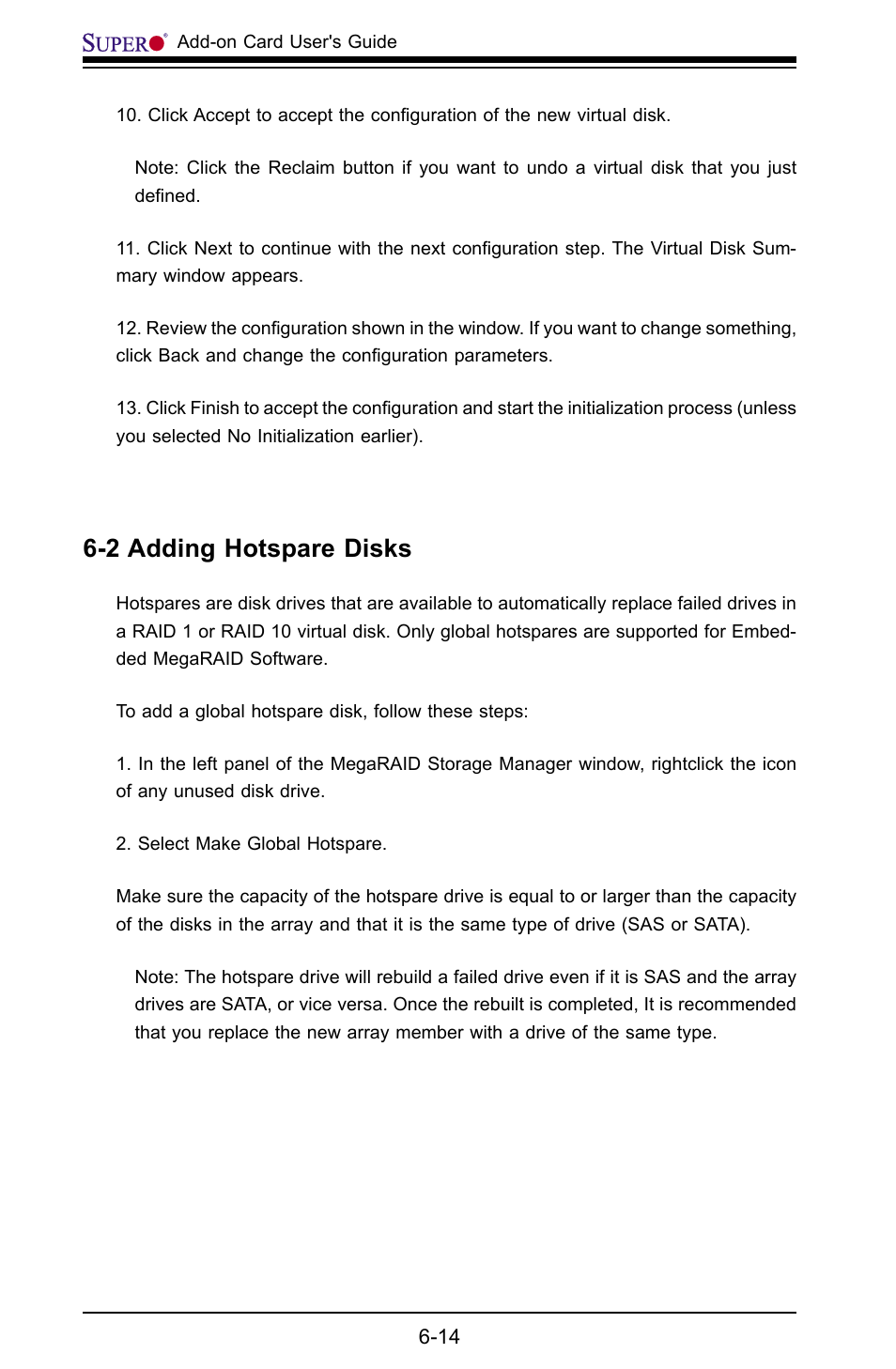 2 adding hotspare disks | SUPER MICRO Computer AOC-USAS-L4i User Manual | Page 62 / 66