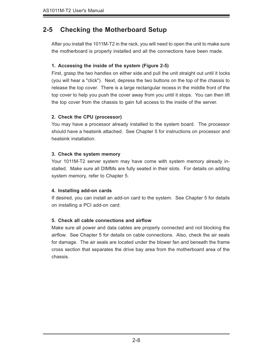 5 checking the motherboard setup | SUPER MICRO Computer AS1011M-T2 User Manual | Page 24 / 104