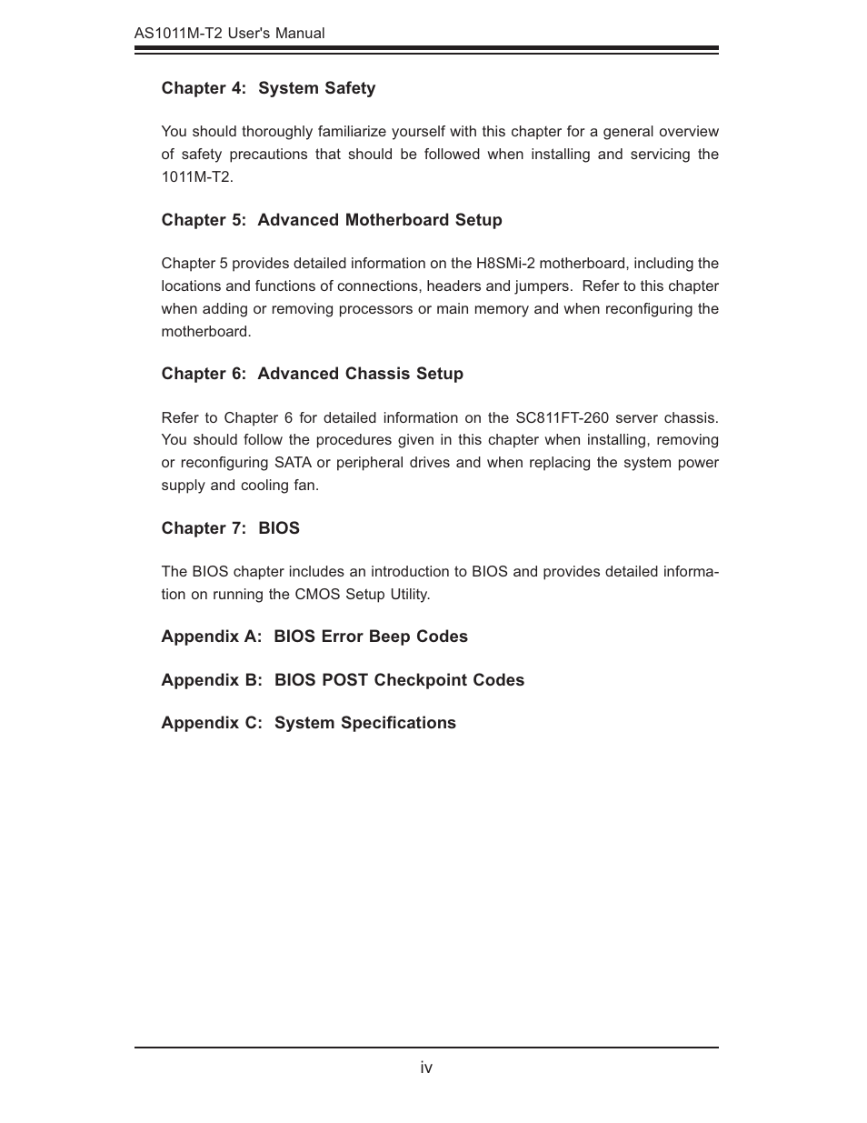 SUPER MICRO Computer AS1011M-T2 User Manual | Page 4 / 104