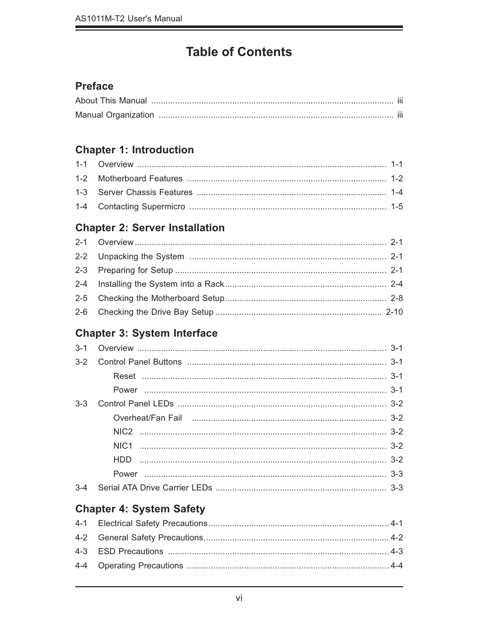 SUPER MICRO Computer AS1011M-T2 User Manual | Page 6 / 104