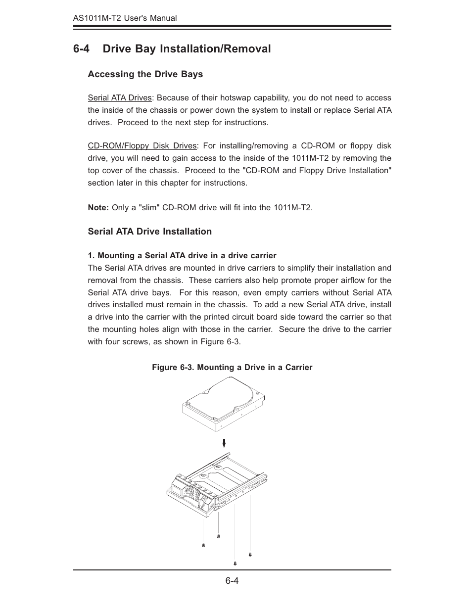 4 drive bay installation/removal | SUPER MICRO Computer AS1011M-T2 User Manual | Page 66 / 104
