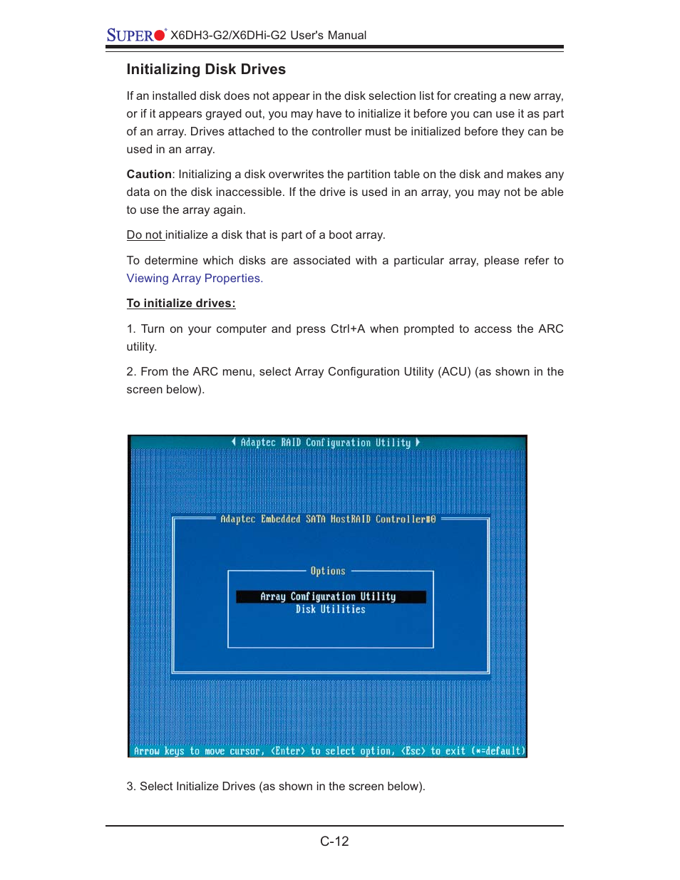 Initializing disk drives | SUPER MICRO Computer X6DHi-G2 User Manual | Page 102 / 120