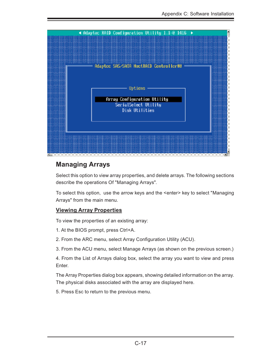 Managing arrays | SUPER MICRO Computer X6DHi-G2 User Manual | Page 107 / 120