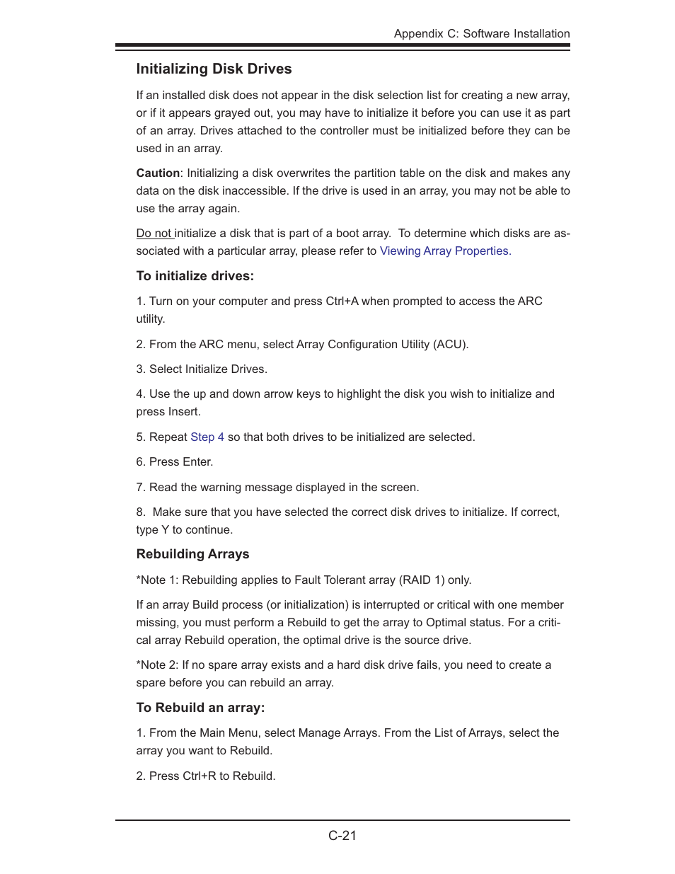 Initializing disk drives | SUPER MICRO Computer X6DHi-G2 User Manual | Page 111 / 120