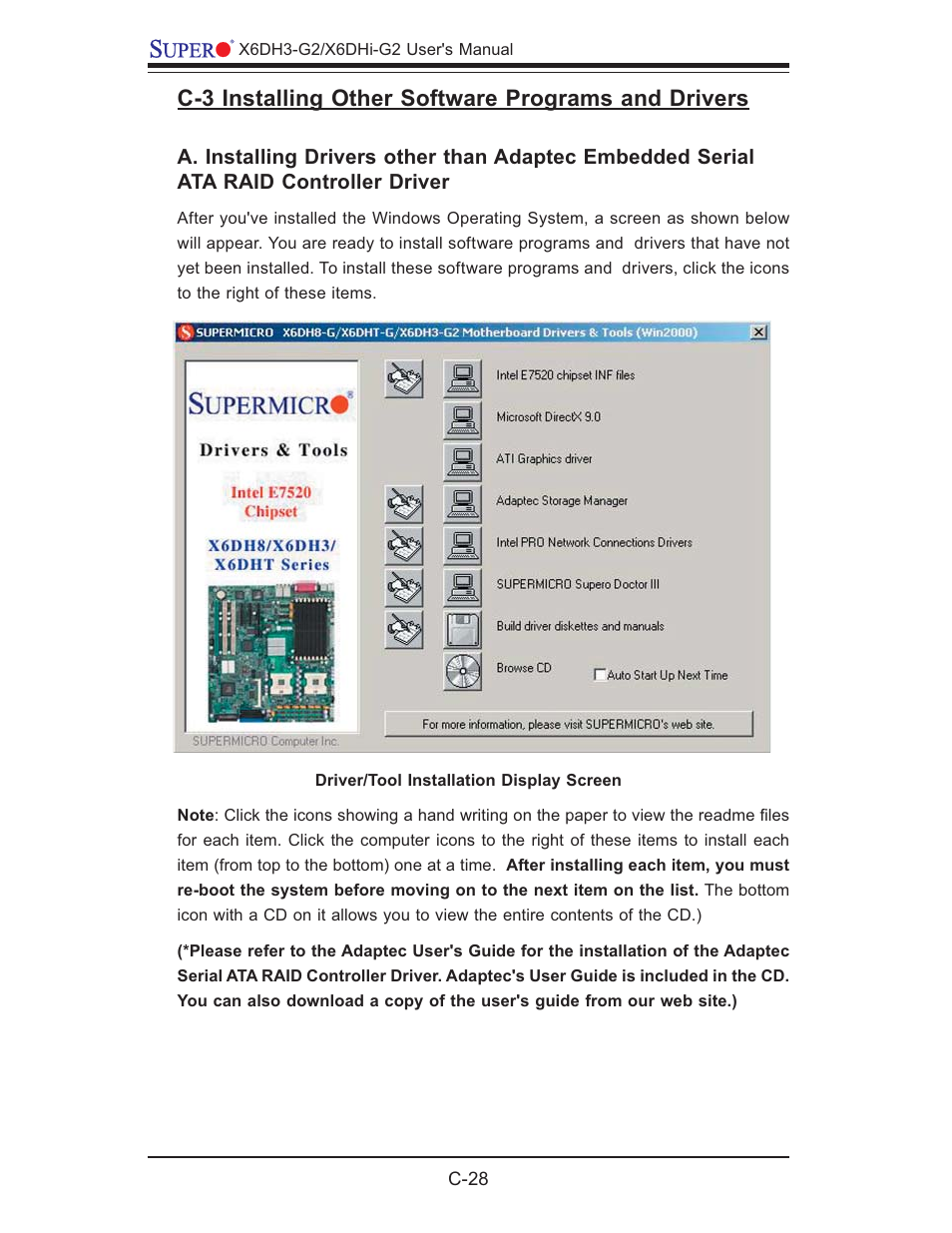 C-3 installing other software programs and drivers | SUPER MICRO Computer X6DHi-G2 User Manual | Page 118 / 120