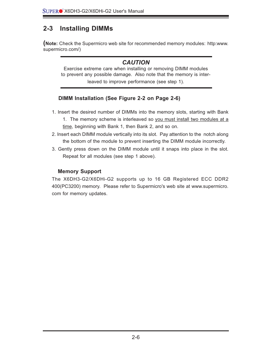 3 installing dimms | SUPER MICRO Computer X6DHi-G2 User Manual | Page 26 / 120