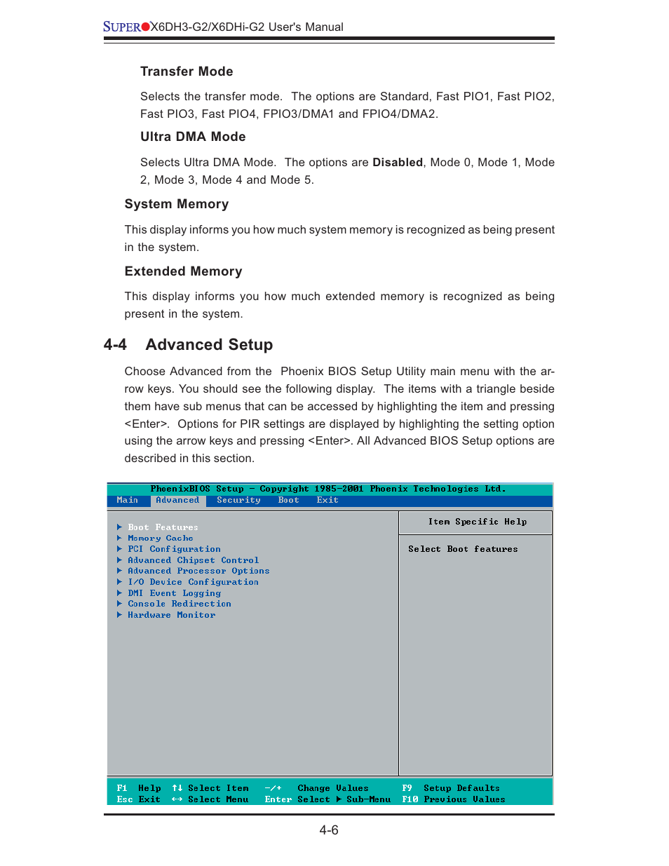 4 advanced setup | SUPER MICRO Computer X6DHi-G2 User Manual | Page 62 / 120
