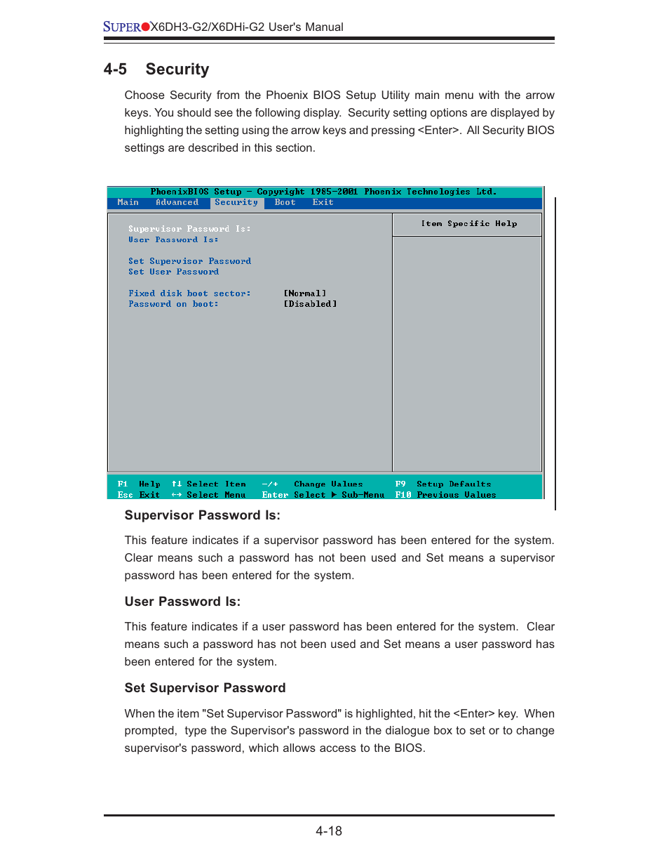 5 security | SUPER MICRO Computer X6DHi-G2 User Manual | Page 74 / 120