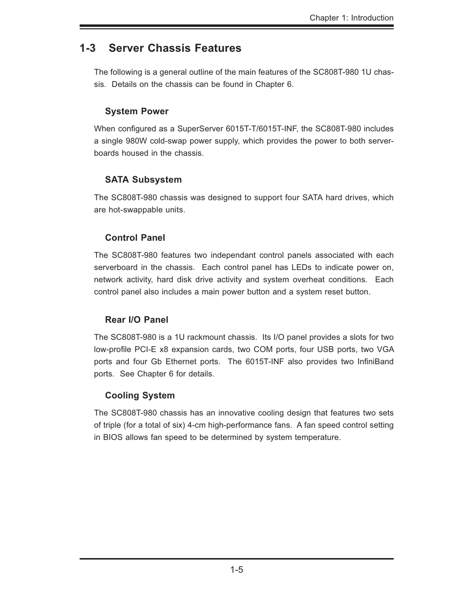 3 server chassis features | SUPER MICRO Computer SUPERSERVER 6015T-INF User Manual | Page 15 / 114
