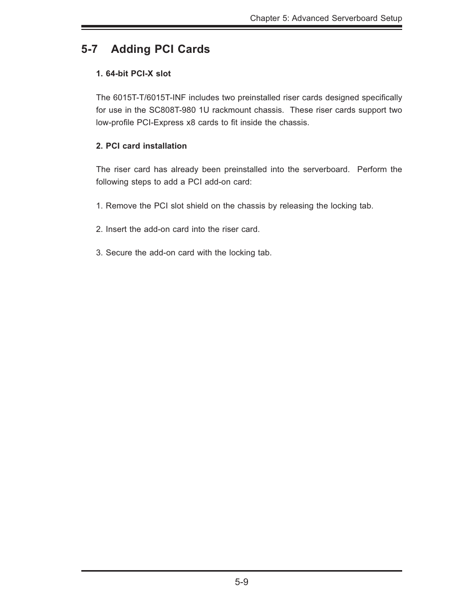 7 adding pci cards | SUPER MICRO Computer SUPERSERVER 6015T-INF User Manual | Page 45 / 114