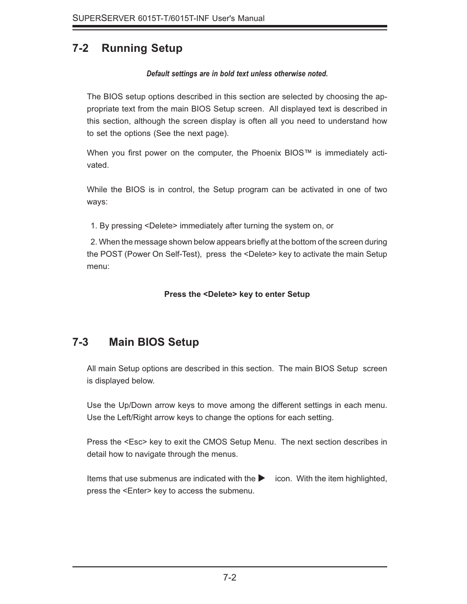 2 running setup, 3 main bios setup | SUPER MICRO Computer SUPERSERVER 6015T-INF User Manual | Page 64 / 114