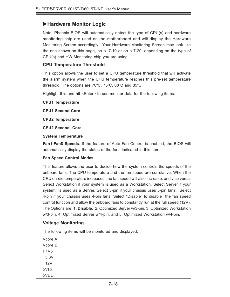 Hardware monitor logic | SUPER MICRO Computer SUPERSERVER 6015T-INF User Manual | Page 80 / 114