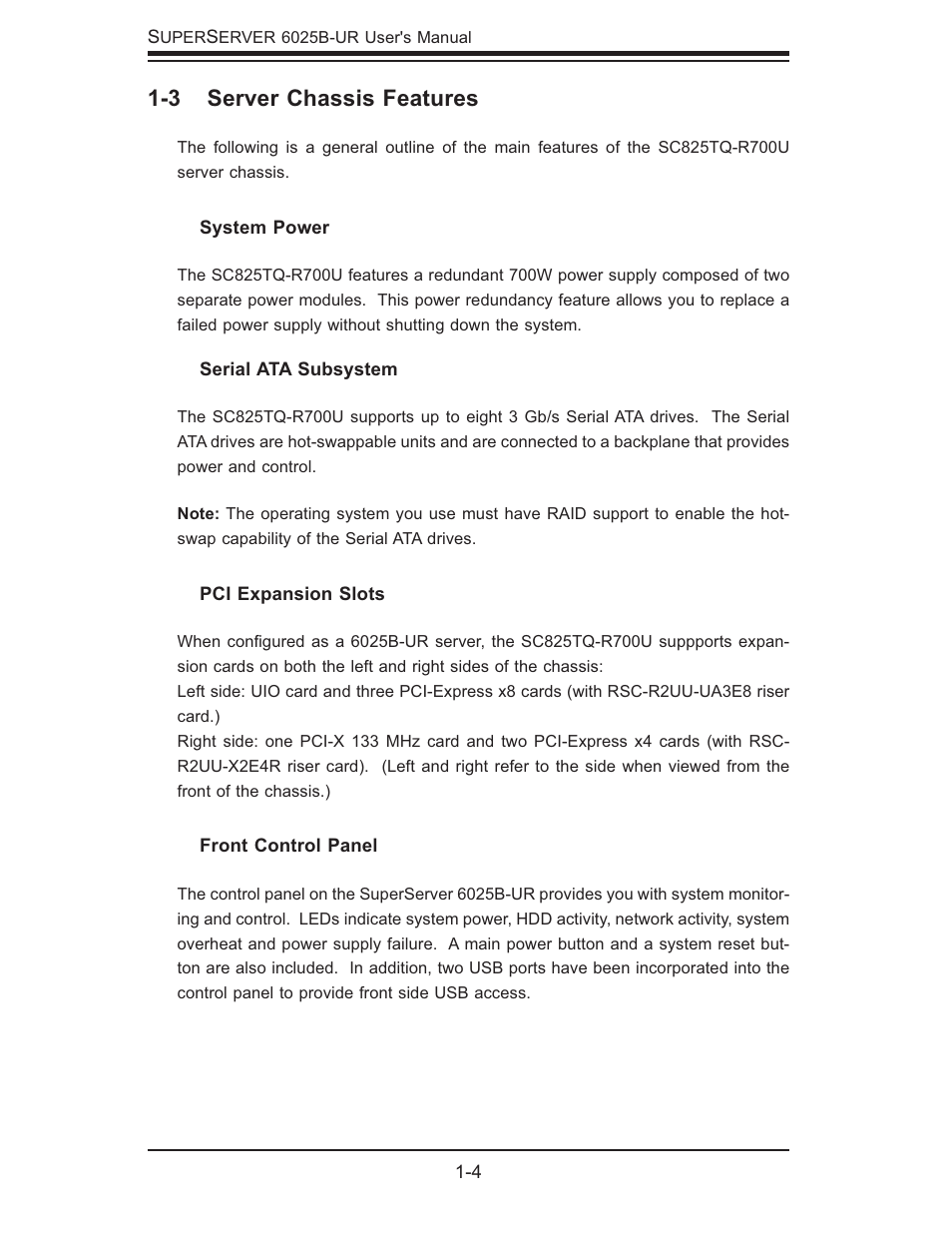 3 server chassis features | SUPER MICRO Computer 6025B-UR User Manual | Page 14 / 122