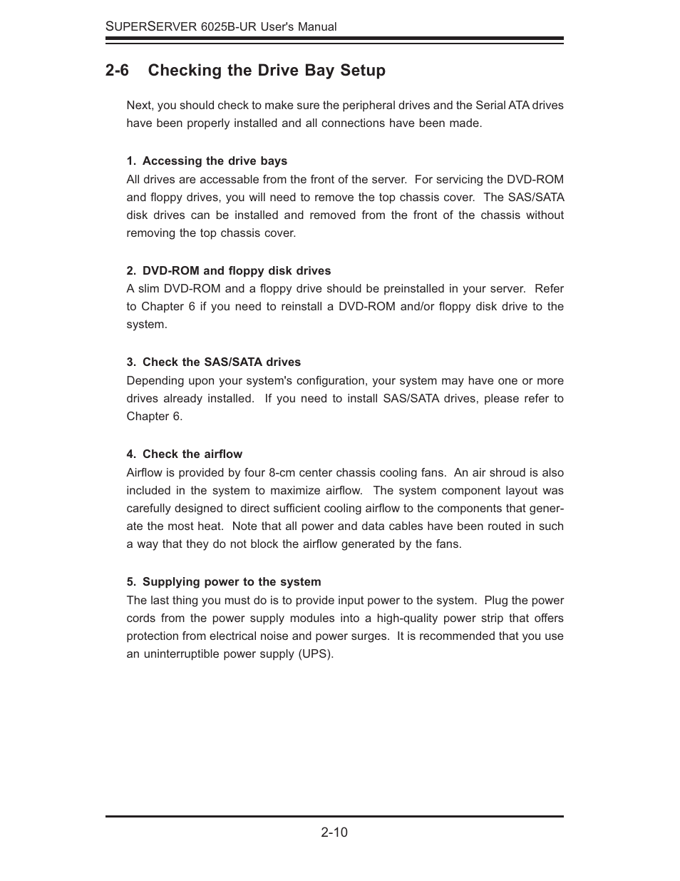 6 checking the drive bay setup | SUPER MICRO Computer 6025B-UR User Manual | Page 26 / 122