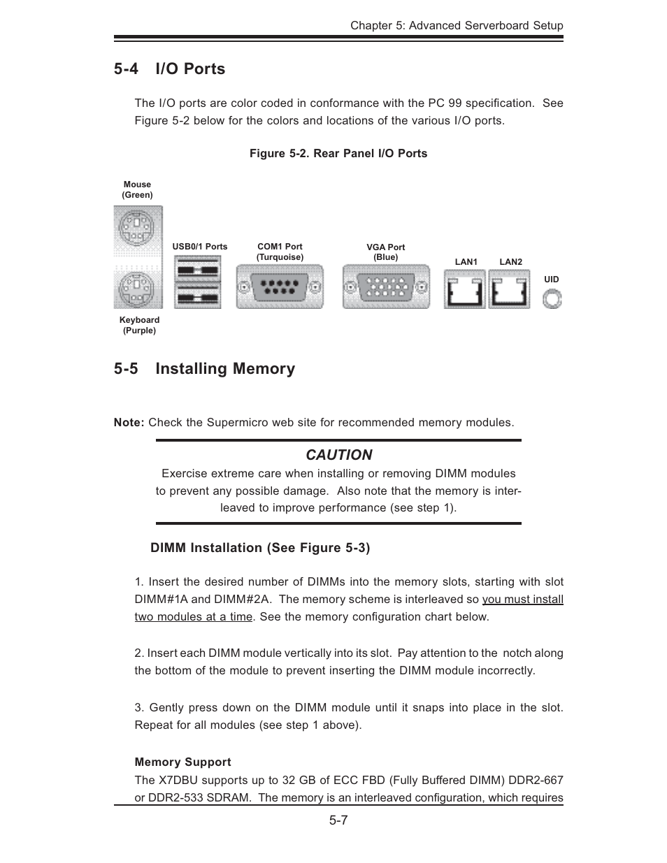 4 i/o ports, Caution | SUPER MICRO Computer 6025B-UR User Manual | Page 41 / 122