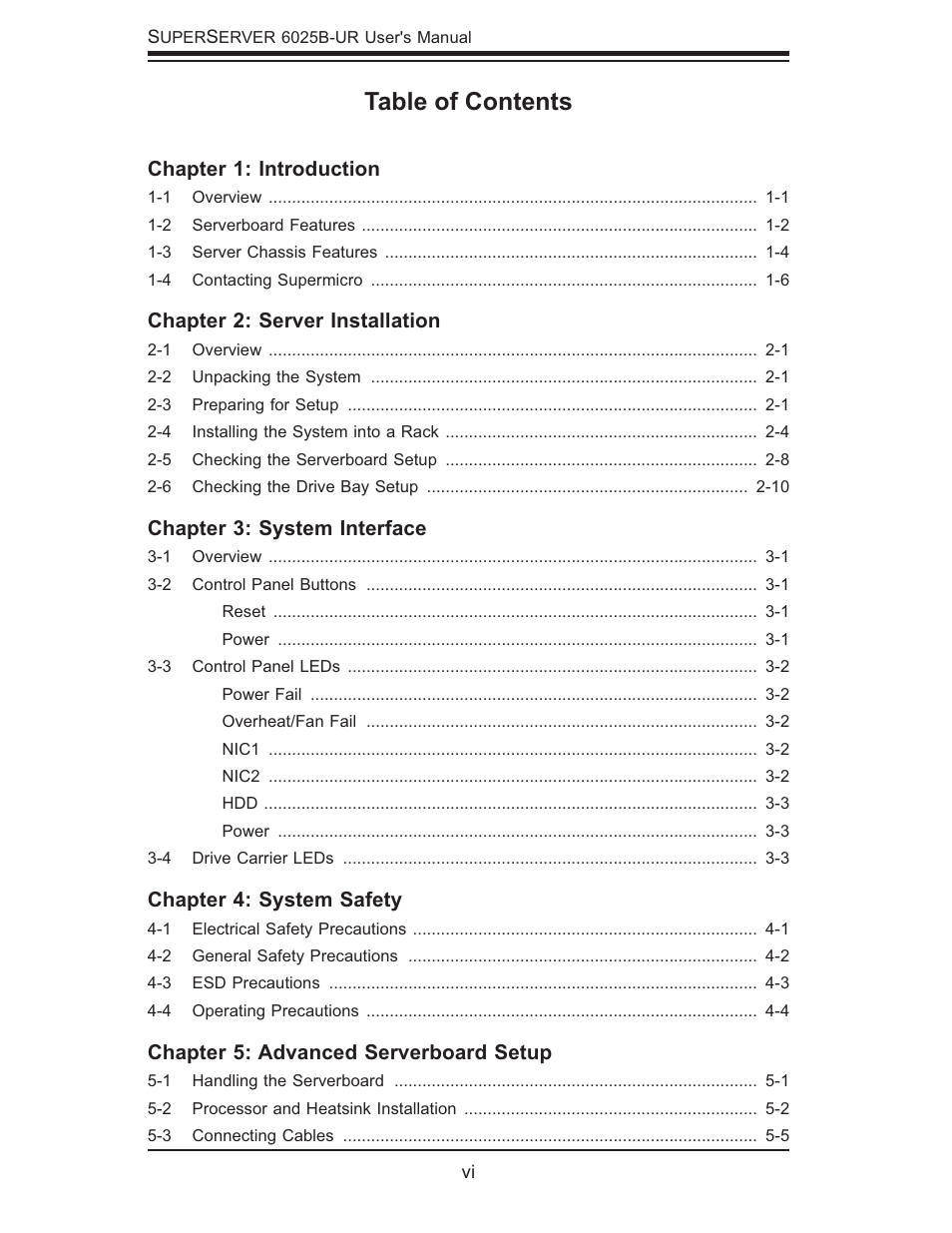 SUPER MICRO Computer 6025B-UR User Manual | Page 6 / 122