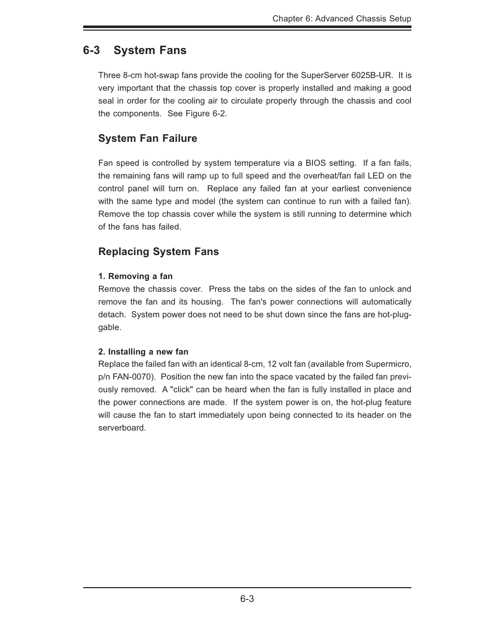 3 system fans | SUPER MICRO Computer 6025B-UR User Manual | Page 61 / 122