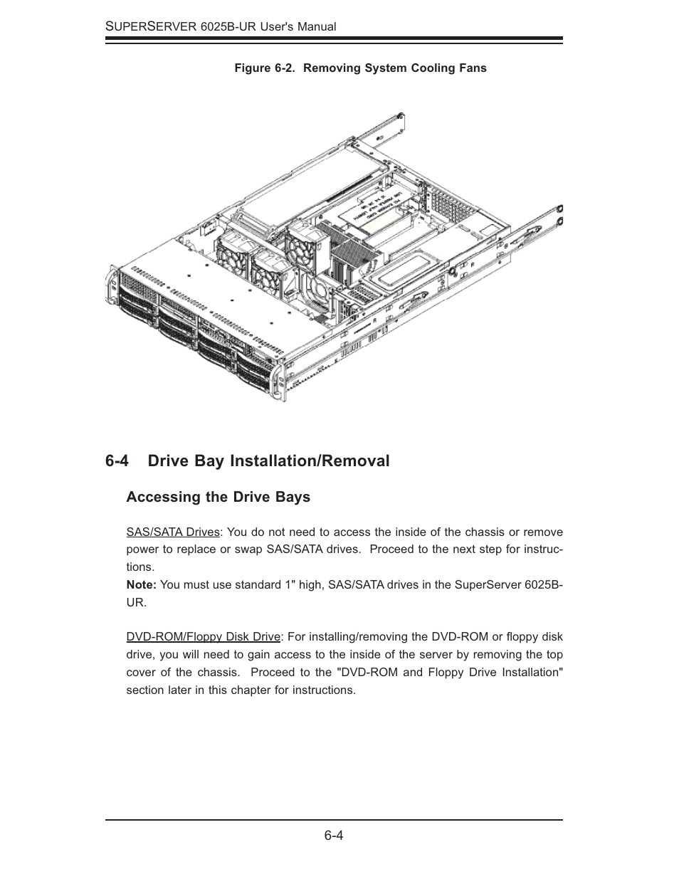 4 drive bay installation/removal | SUPER MICRO Computer 6025B-UR User Manual | Page 62 / 122
