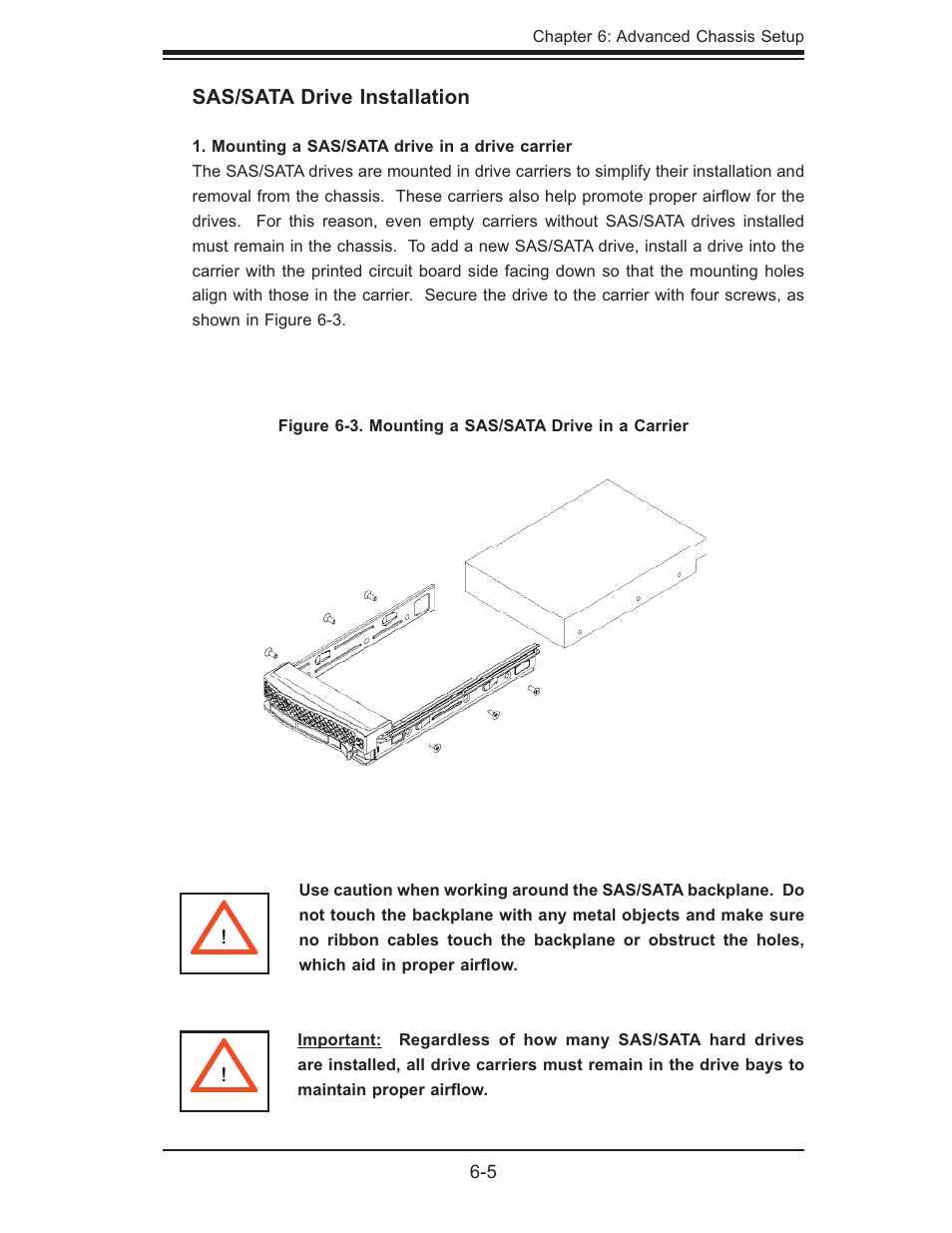 Sas/sata drive installation | SUPER MICRO Computer 6025B-UR User Manual | Page 63 / 122