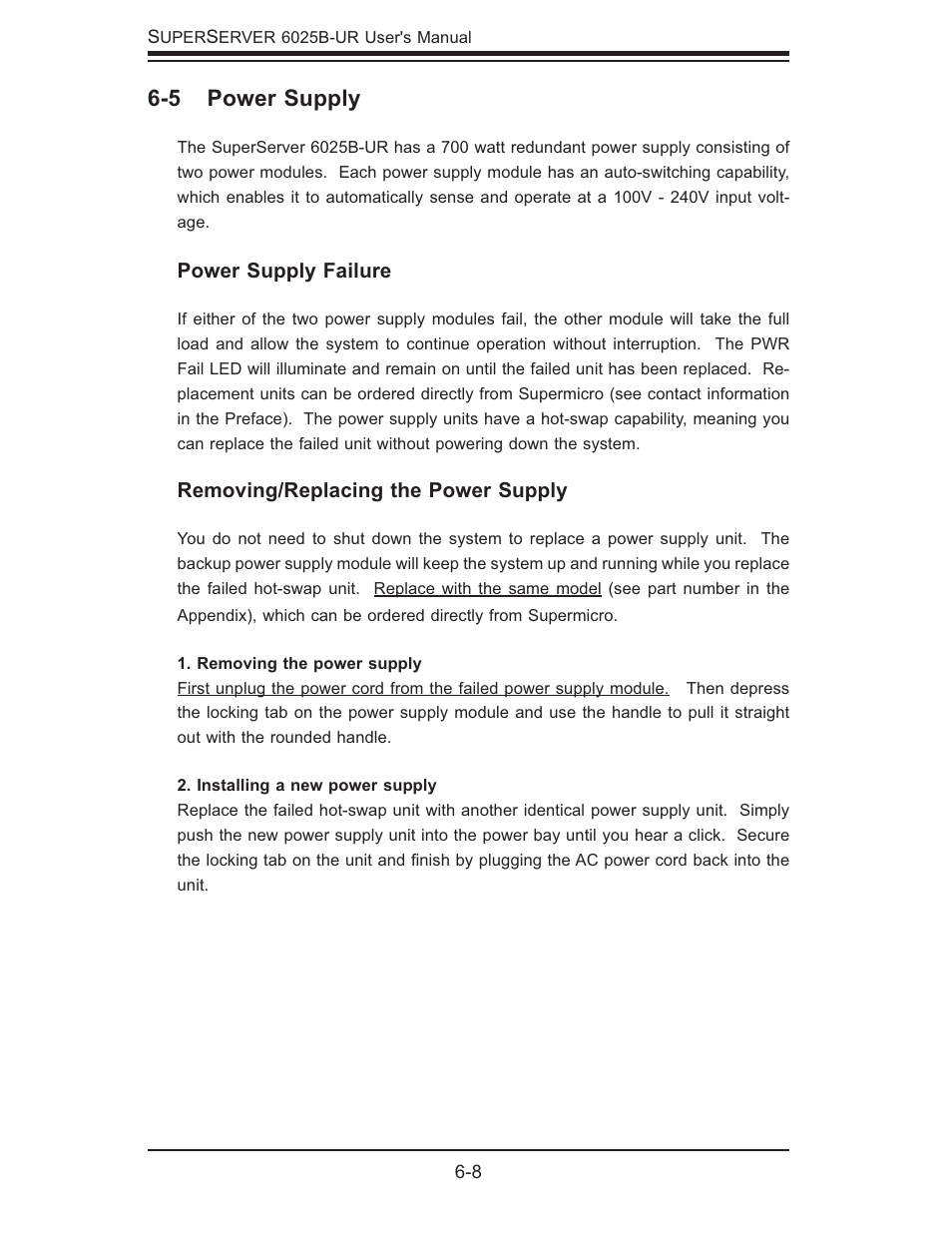 5 power supply | SUPER MICRO Computer 6025B-UR User Manual | Page 66 / 122