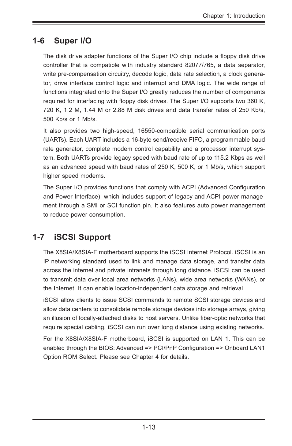 6 super i/o, 7 iscsi support | SUPER MICRO Computer SUPERO X8SIA-F User Manual | Page 25 / 109