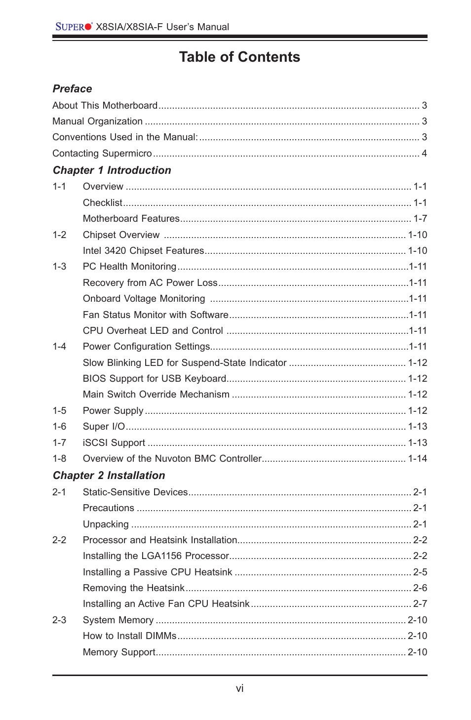 SUPER MICRO Computer SUPERO X8SIA-F User Manual | Page 5 / 109