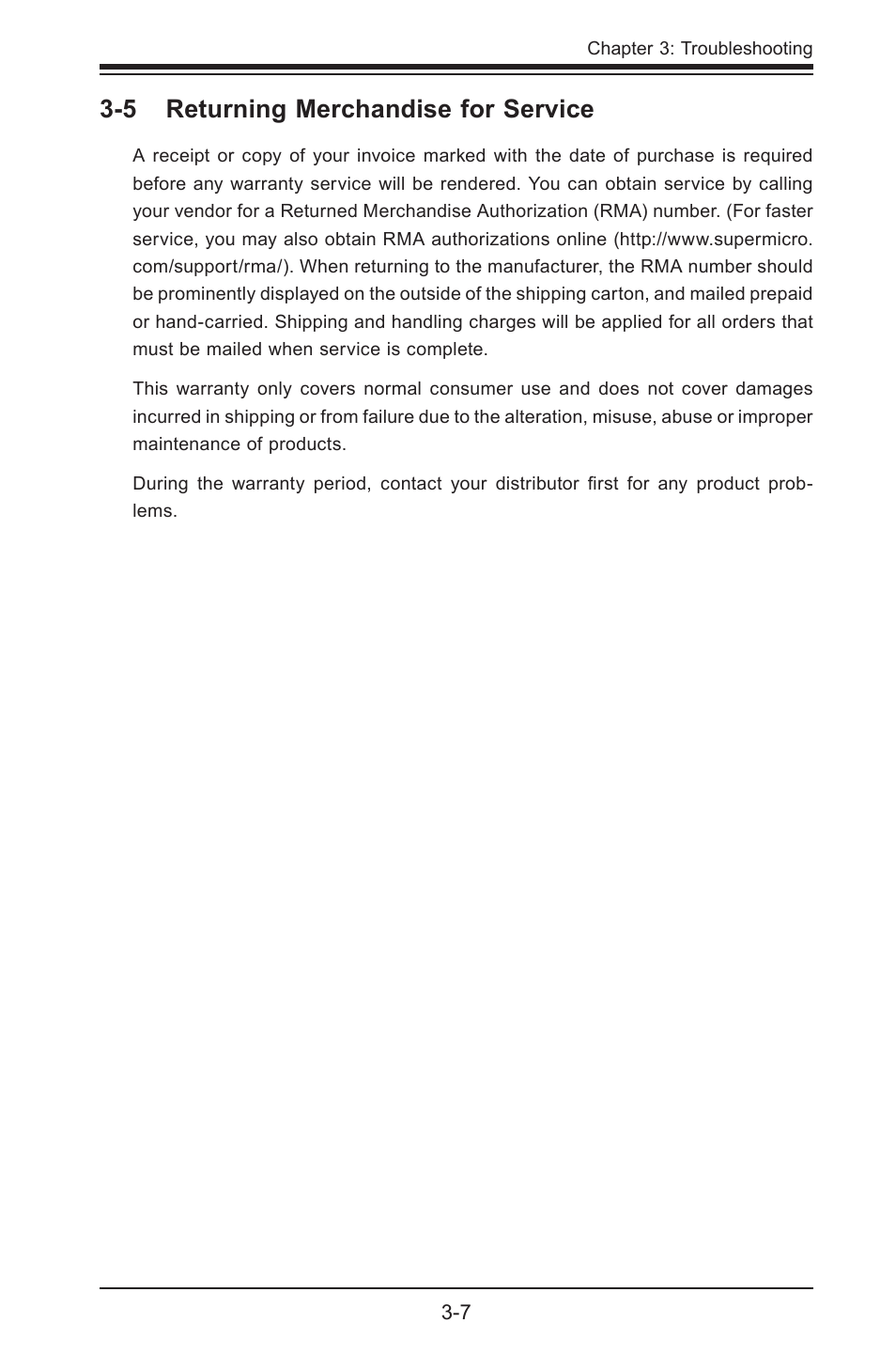 5 returning merchandise for service | SUPER MICRO Computer SUPERO X8SIA-F User Manual | Page 75 / 109
